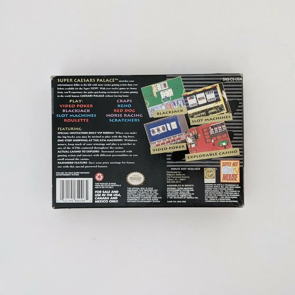 Super Caesars Palace (SNES) - Complete in Box (Virgin Interactive, 1993)